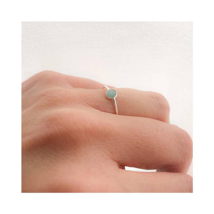 COM FORSA SL - Wholesale Single Stone/Solitaire Ring - Sterling Silver 925 Ring With Amazonite Stone 4Mm1