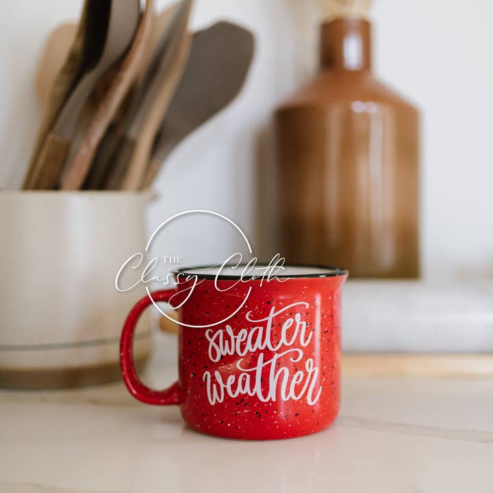 The Classy Cloth WS - Wholesale Coffee Mug - Coffee Mug Cup Speckled - Red Sweater Weather RTS5