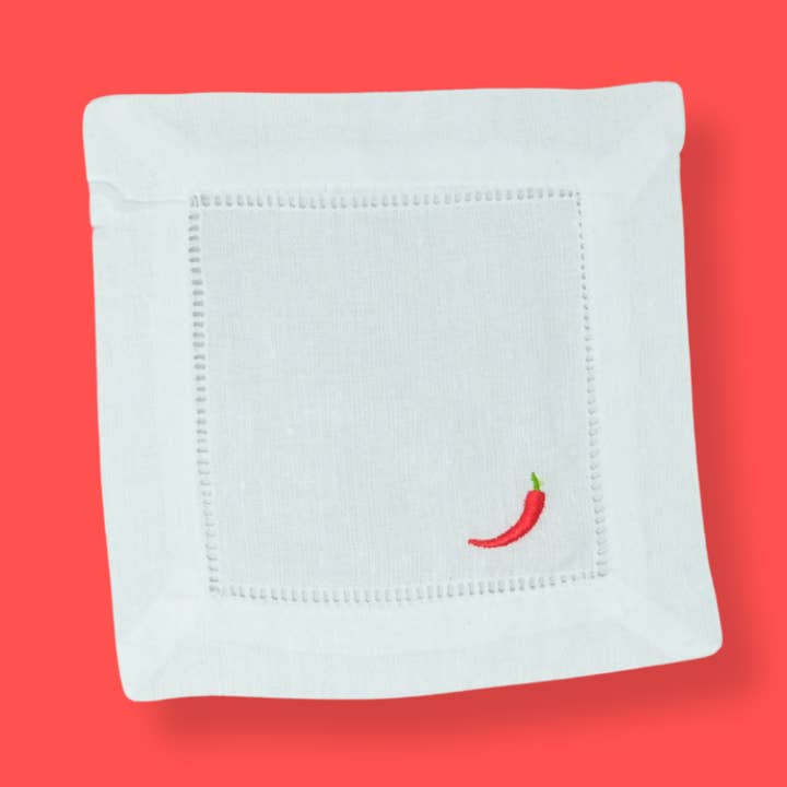 Cocktail Napkins Hot pepper - Individual or SET OF 4 for wholesale by Made Au Gold