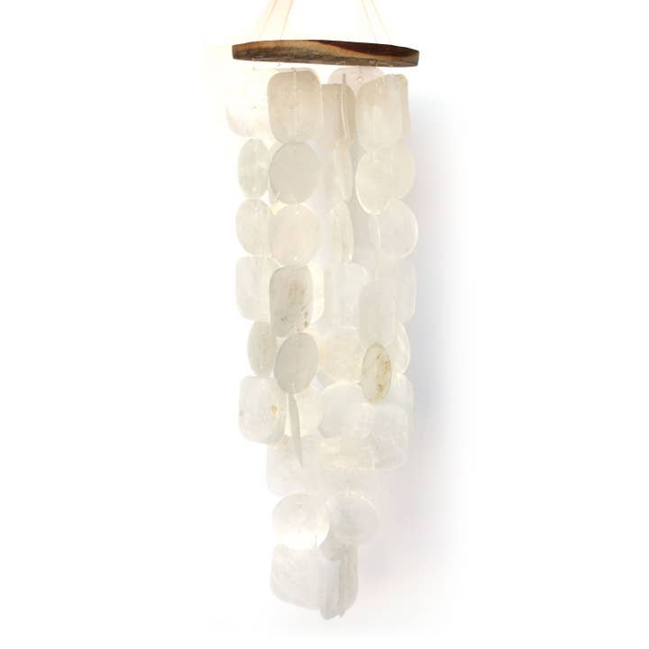White Capiz Shell Wind Chime for wholesale by California Seashell Company
