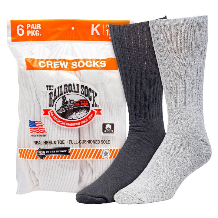 King Size Crew Socks (6pr Bag) for wholesale by Railroad Sock llc