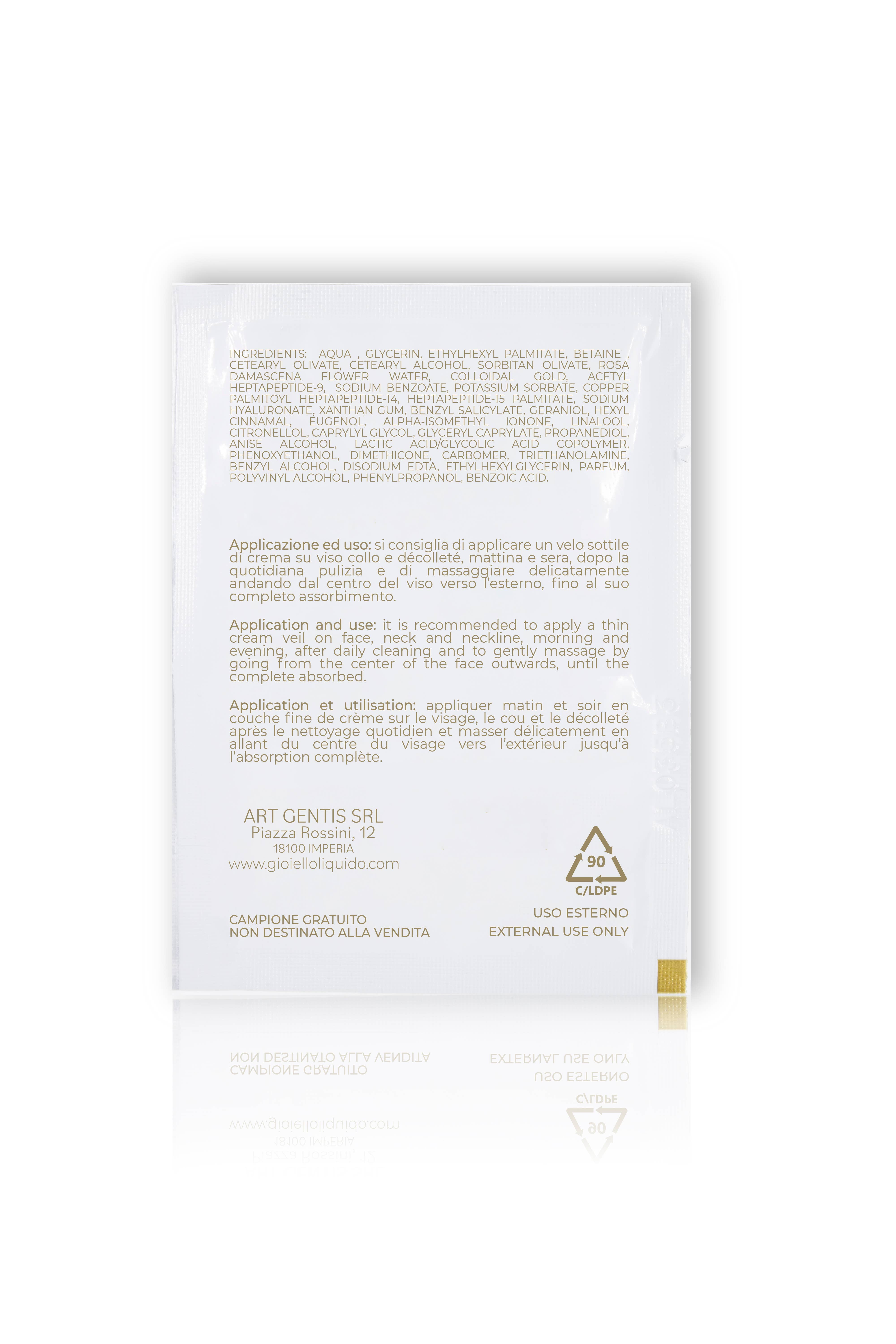 Gioiello Liquido - Wholesale Facial Moisturizer - FACE CREAM SAMPLE “PURE GOLD” 3 ML1