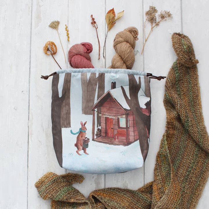 The Blue Rabbit House - Vente Sac à cordon de serrage – unisexe - Jule the Winter Hare | Sac à projets | Sac à cordon5