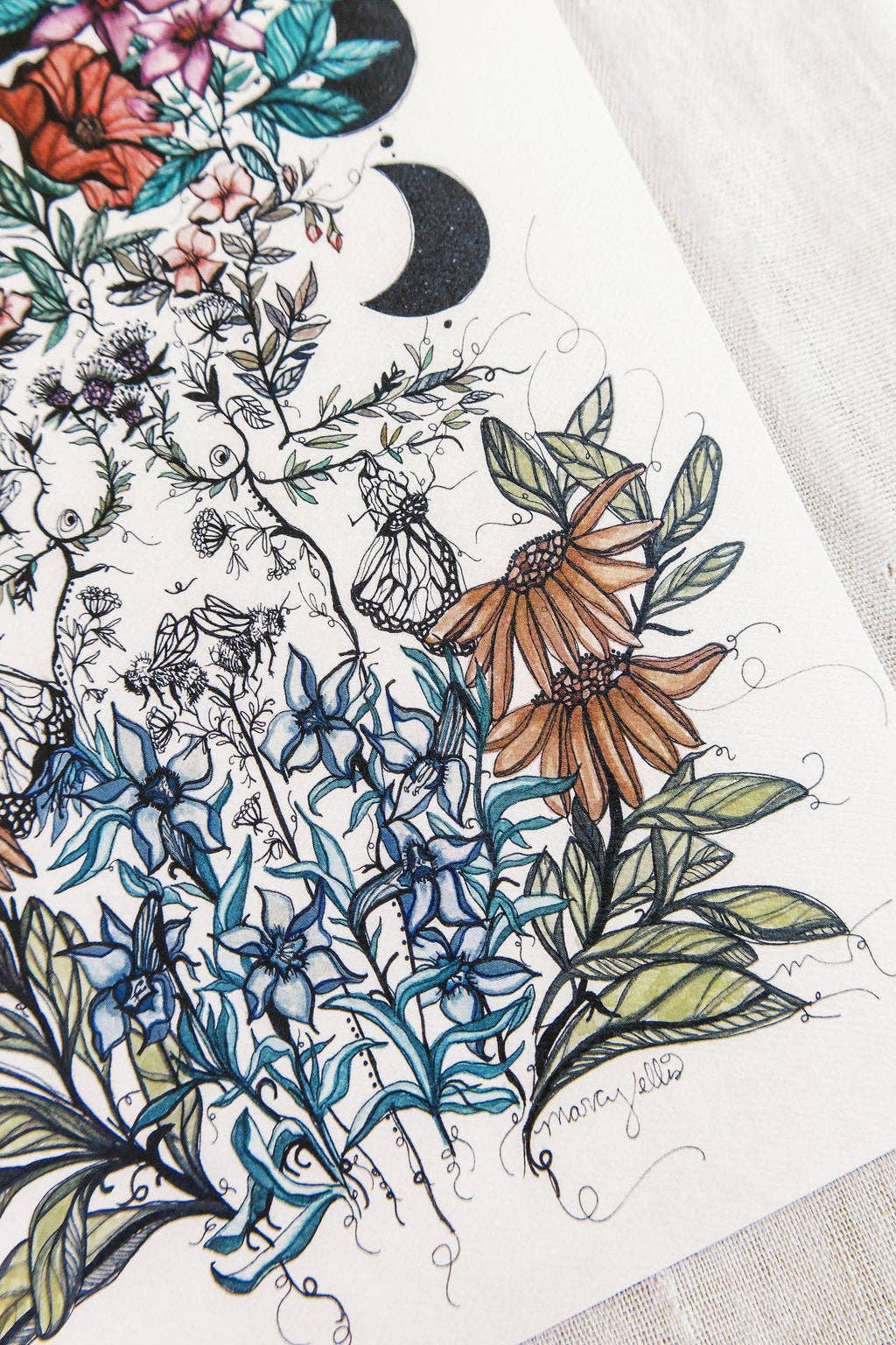 Marcy Ellis – Großhandel Kunstdruck – Erwachen, Feminine Botanische Kunst Druck, Wanddekoration4