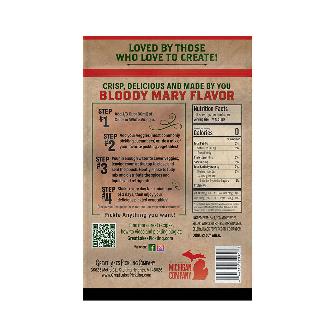 Great Lakes Pickling Company LLC - Wholesale Pickled Vegetables - Bloody Mary Easy-to-Make Pickling Pouch1