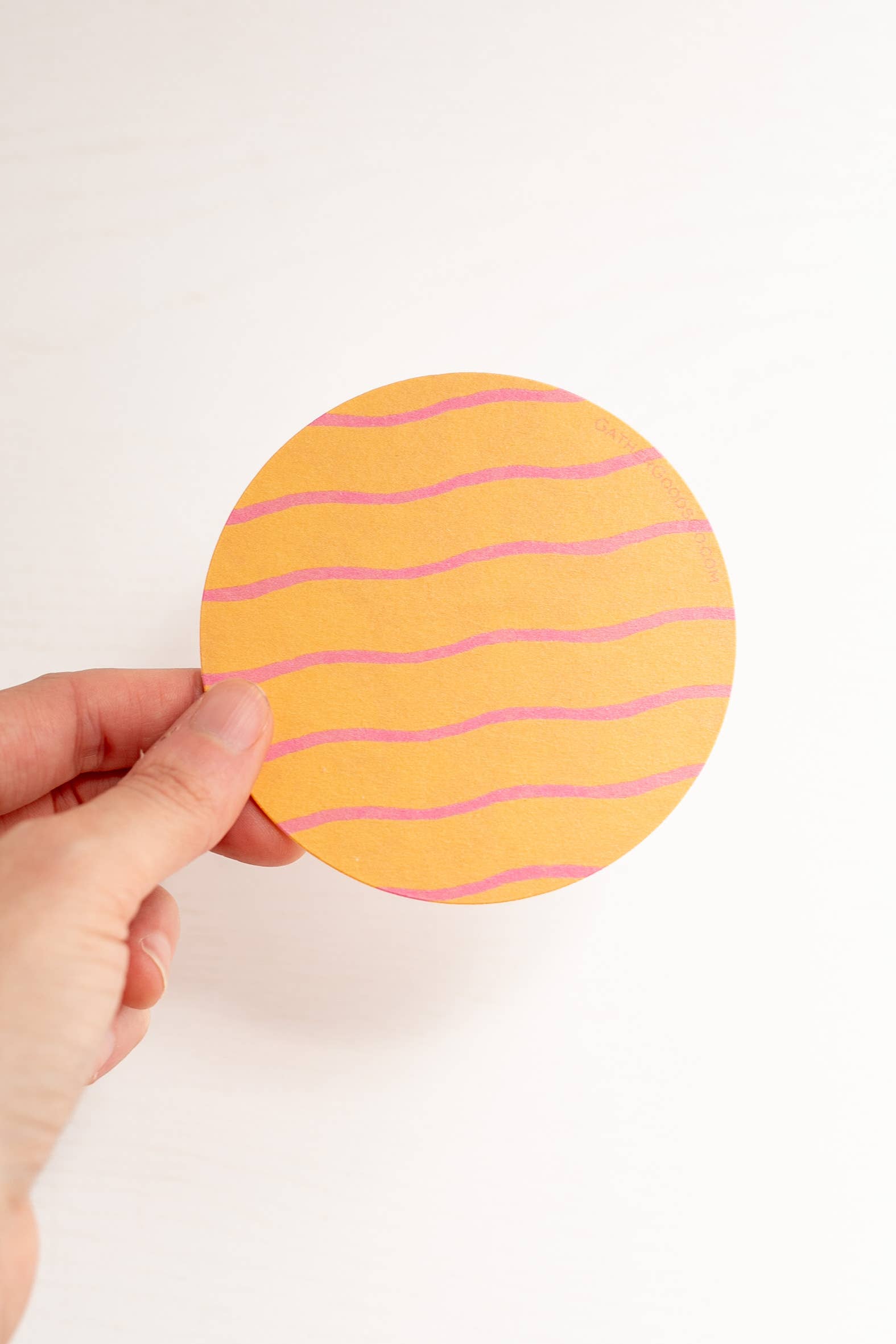 Gather Goods Co - Cards, Coasters, Tea Towels, Art, Mugs - Wholesale Coasters - Yellow & Orange Wiggly Line Striped Coaster, Set of 44
