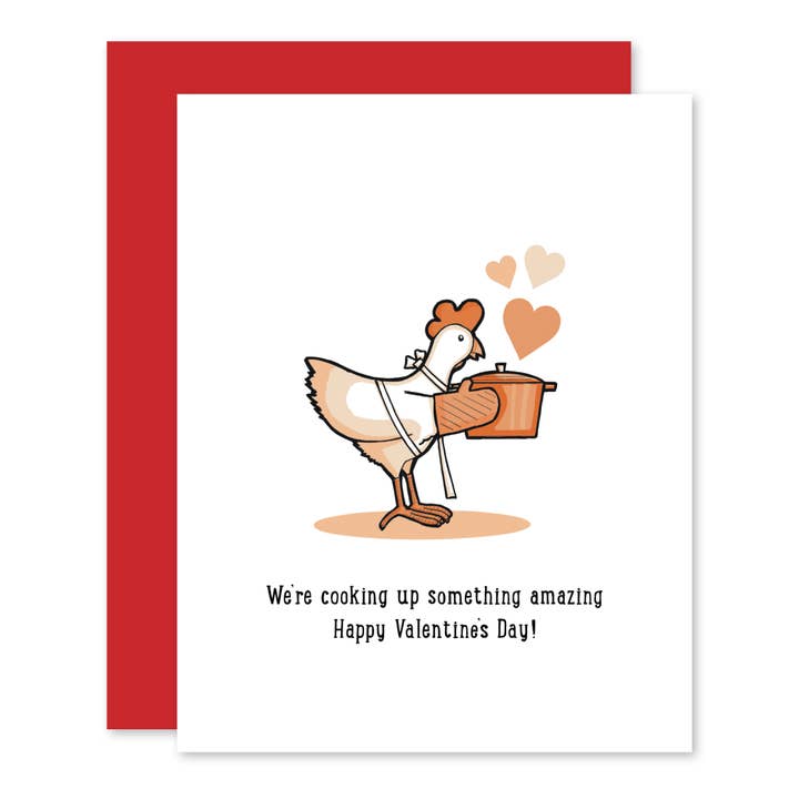 Creative Chicken Dutch Oven Valentine's Day Card for wholesale by The Lobster Studio