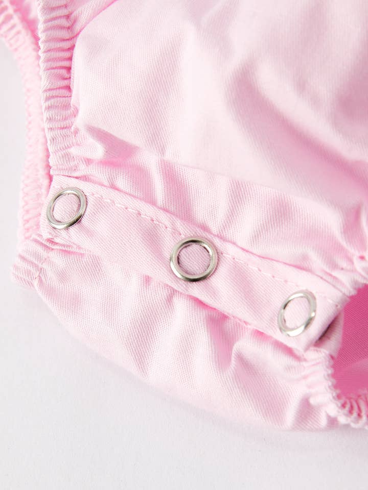 Rylee Faith Designs - Wholesale Bodysuit (Non-Footed) - Baby - White Bow Smock Embroidered Pink Romper4