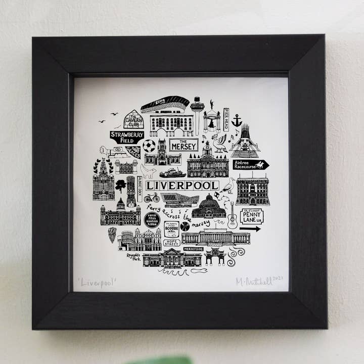 Liverpool Black And White Framed Mini-Print for wholesale by Martha Mitchell