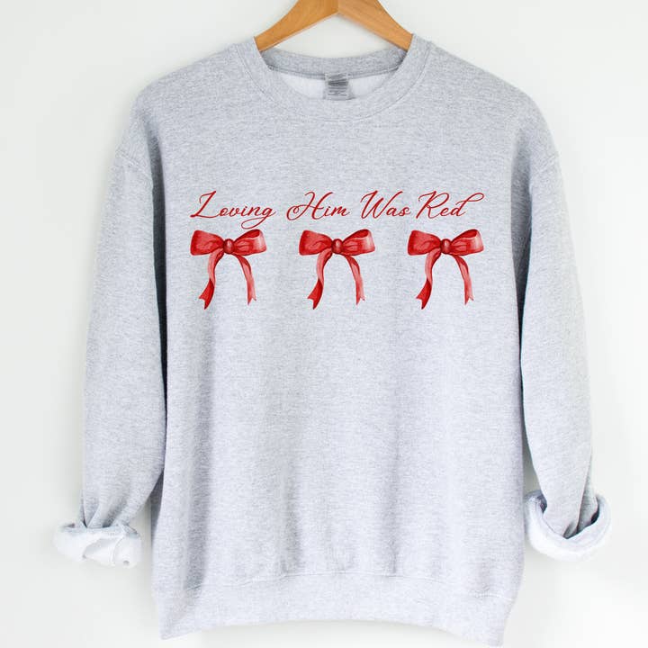Red Lover Bow Graphic Crewneck for wholesale by Willow Poppy