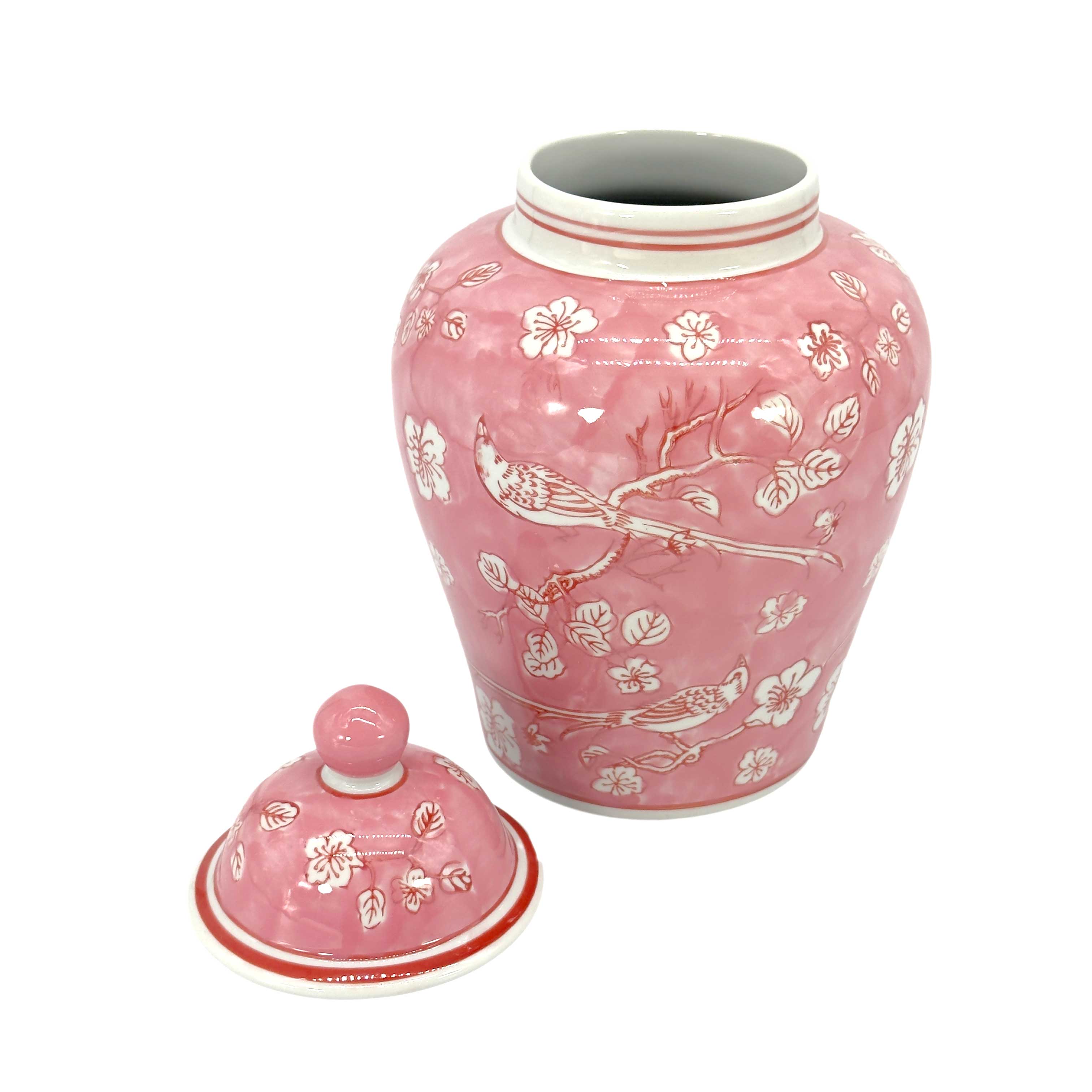 Galt International Company - Vente Bocal décoratif - Jarre en céramique chinoiserie florale 30 cm26