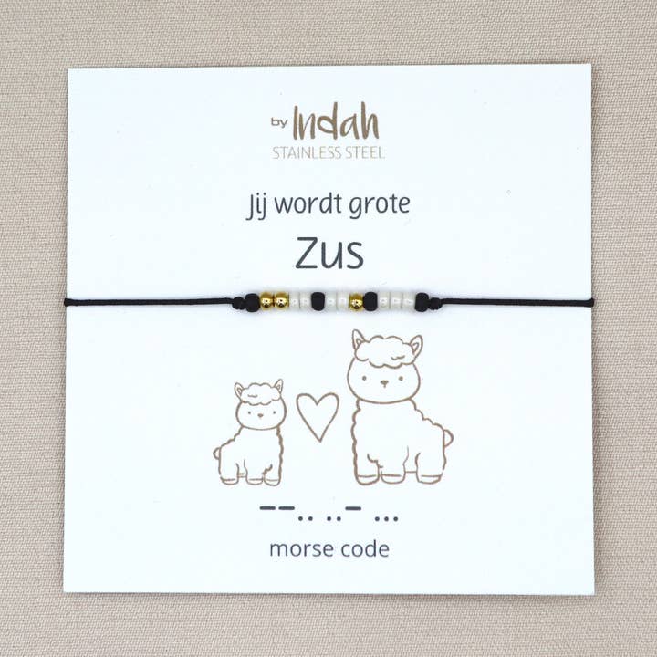 by Indah – wholesale Beaded bracelet – Kids – Jij wordt grote zus morse code bracelet– stainless steel2