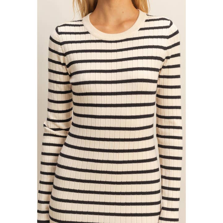 HYFVE - Wholesale Dress - Women's - Striped Sweater Dress With Flared Hemline7
