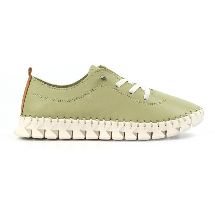 St Austell Khaki Leder Turnschuh für den Großhandel von Lunar Shoes