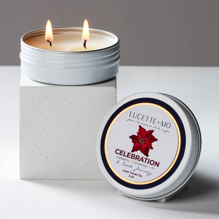 Luxury candle tin Celebration 2 oz. for wholesale by Lucette+Mo