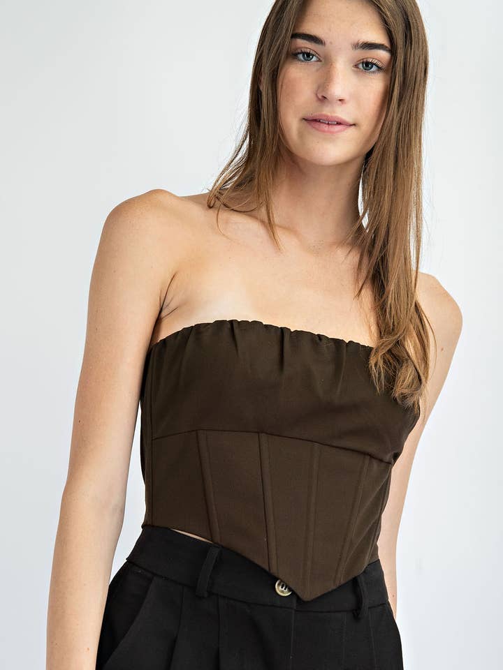 CT1298 STRAPLESS RUCHED CORSET BONING BACK ZIPPER CLOSURE for wholesale by Edit by Nine