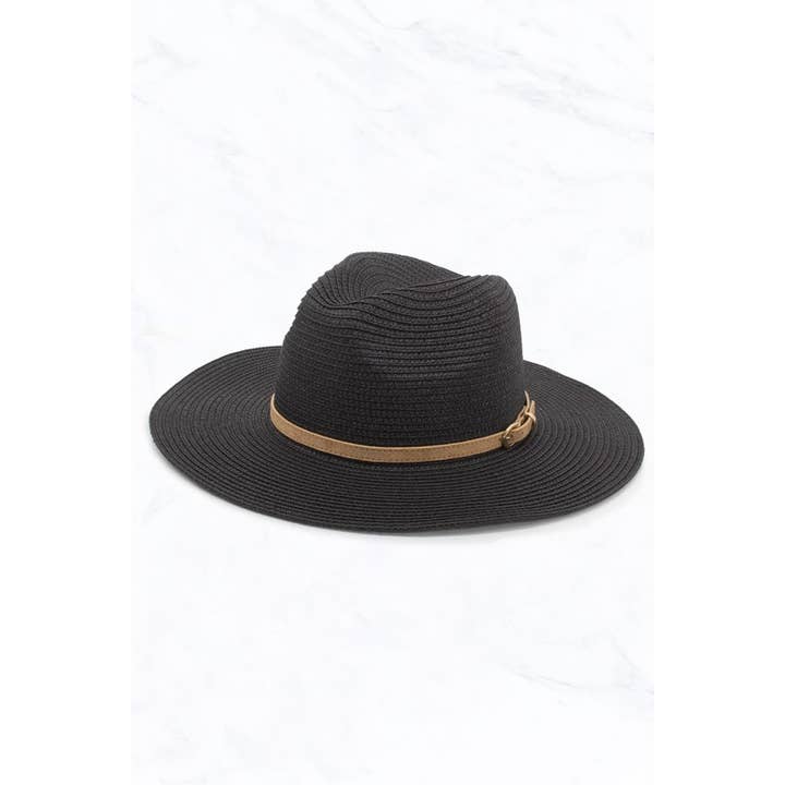 Suzie Q USA - Wholesale Straw Hat - Women's - Straw Fedora Hat with Camel Buckle Belt