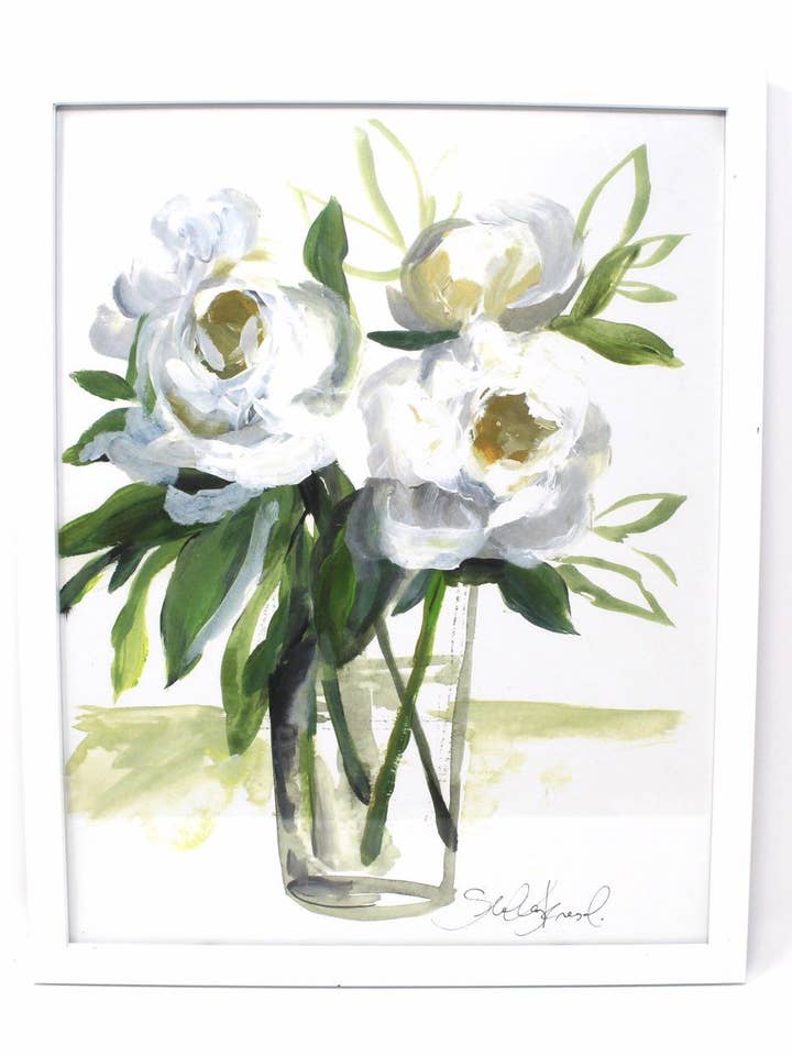 Hvid Blomstret Kunst Print for engroshandel hos Shelby Kregel Art and Design
