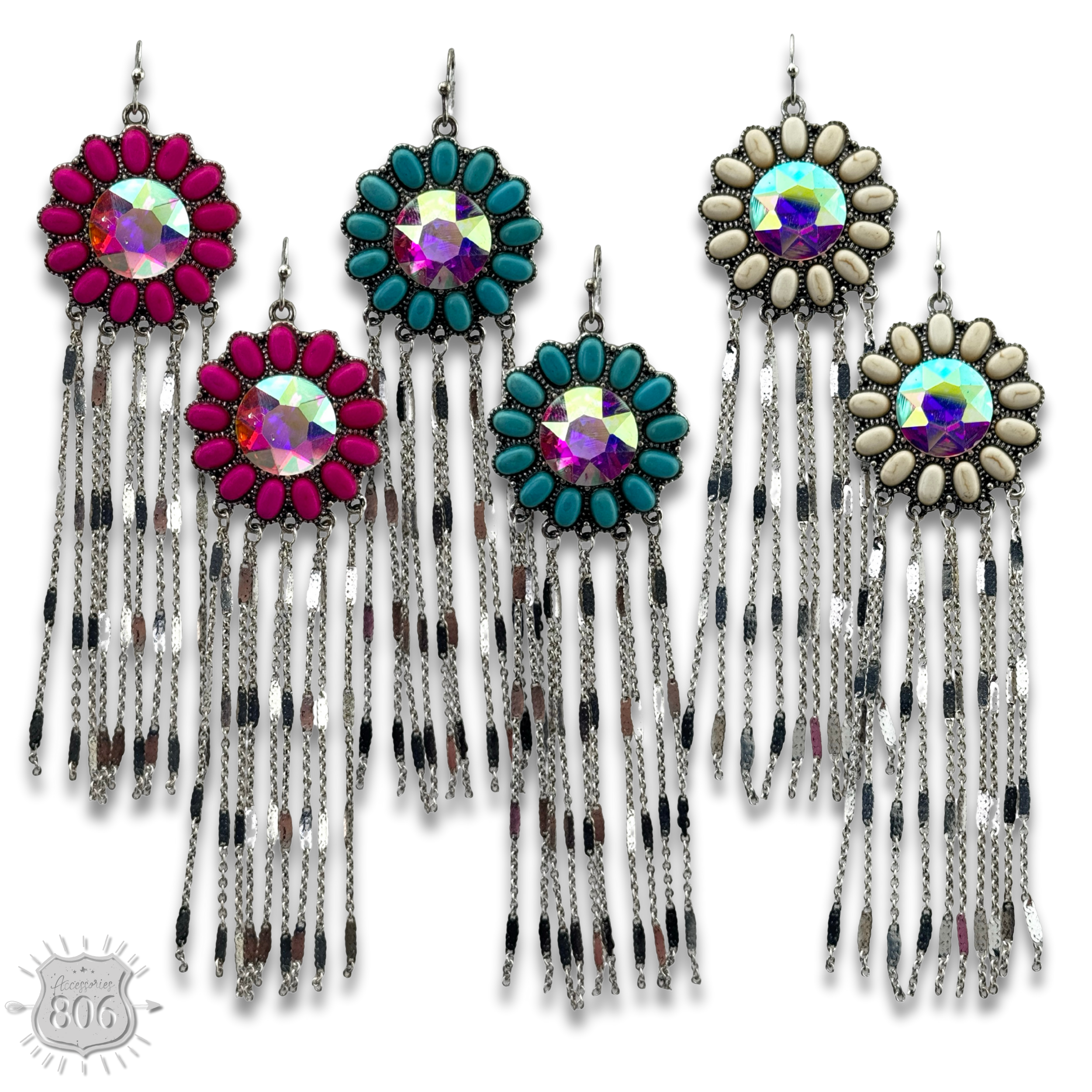 Pink Panache Brands - Wholesale Tassel Earrings - Flower concho fringe earring3