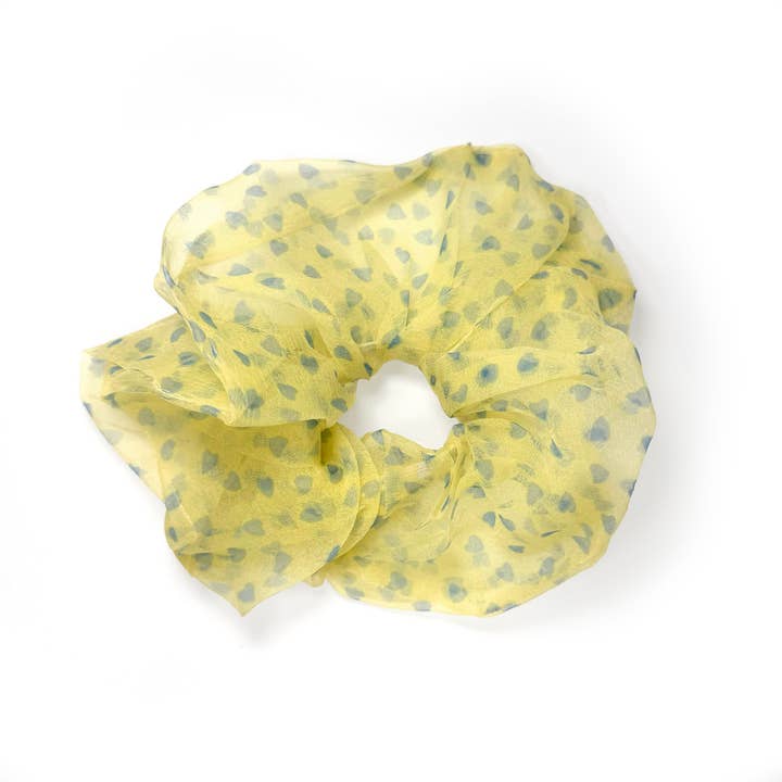 Rainbow Unicorn Birthday Surprise - Wholesale Scrunchie - Women’s - Sheer Little Heart oversized Scrunchie, sold individually