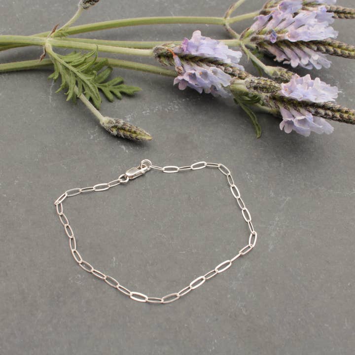 Sterling Silver Fine Paperclip Chain Bracelet for wholesale by Plumage Jewelry