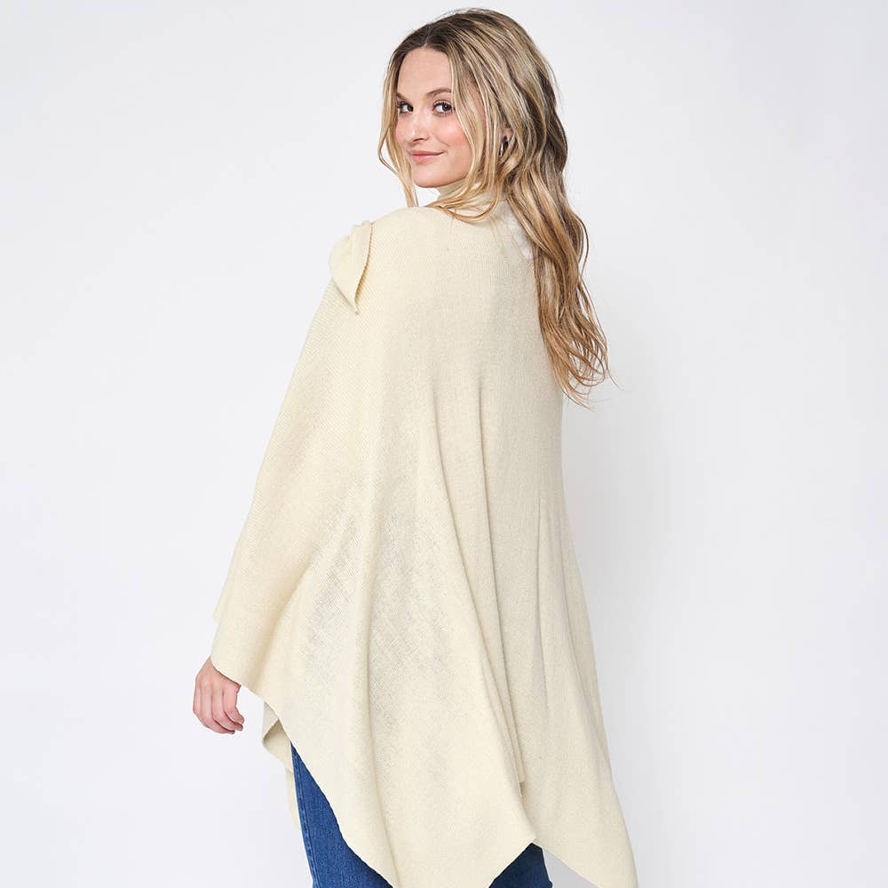 Sensibling Corp. – wholesale Poncho – Women's – Shoulder Strap Solid Ruana Poncho5