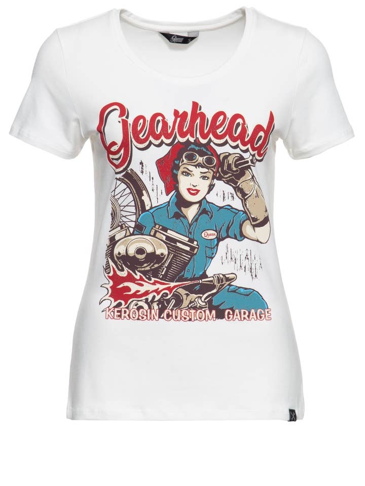 Camiseta con estampado frontal «Gearhead» para venta al por mayor de KING KEROSIN