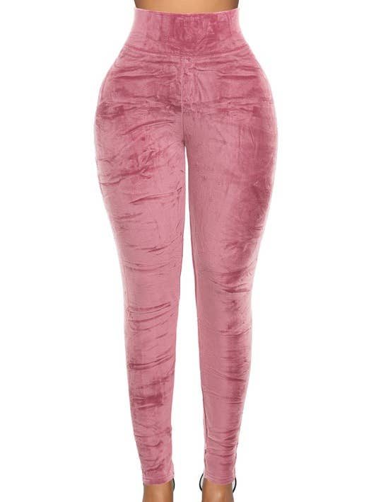 5besties inc - Wholesale Fashion Leggings - Women's - Fleece Lined Velvet High Waist Leggings