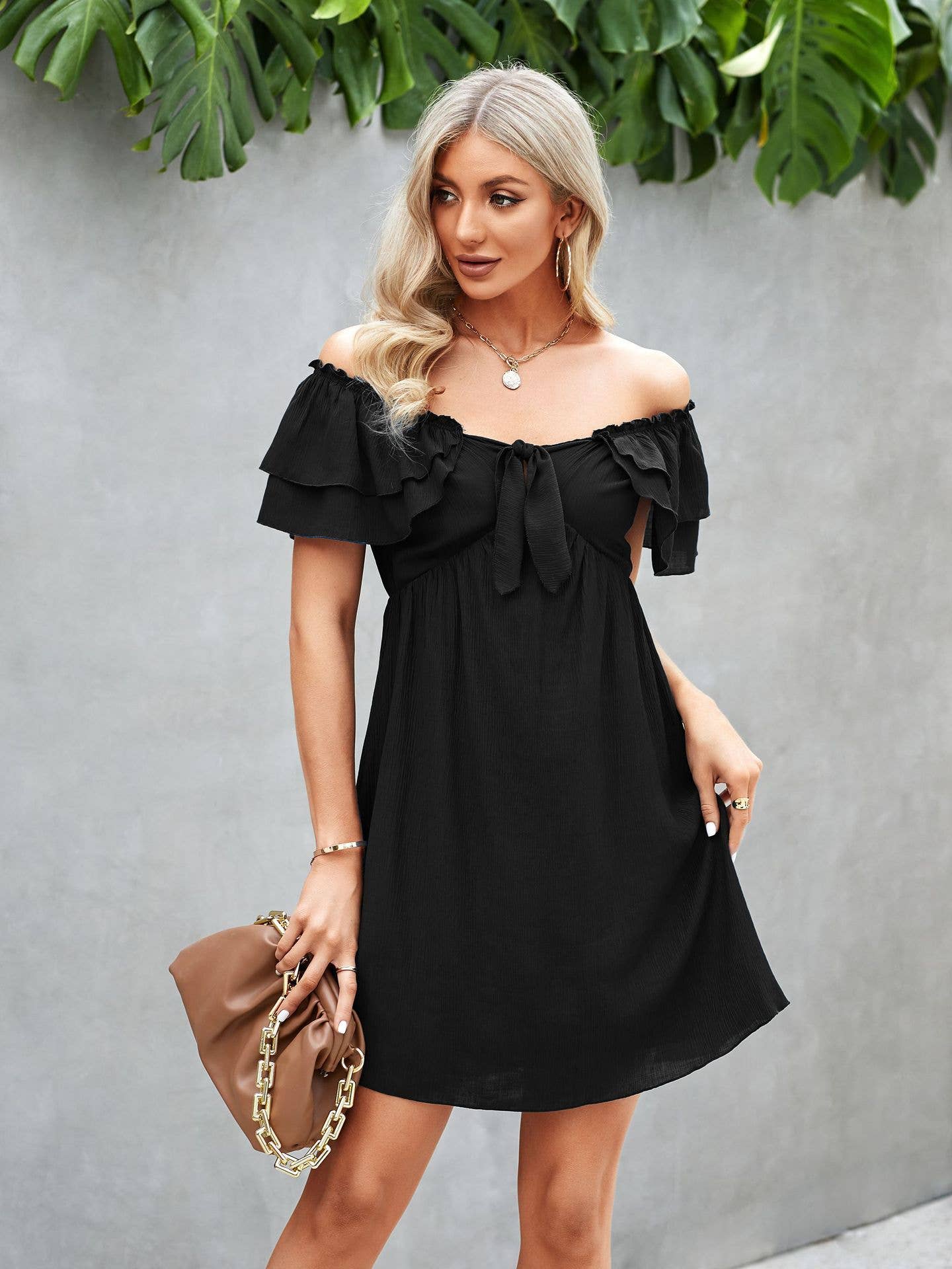 eLook - Wholesale Jurk - Dames - SZ1-DR1008 Off Shoulder Jurk met ruches3