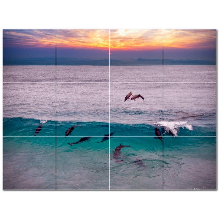 Mural de azulejos cerámicos Dolphin PT500502 para venta al por mayor de Picture-Tiles.com