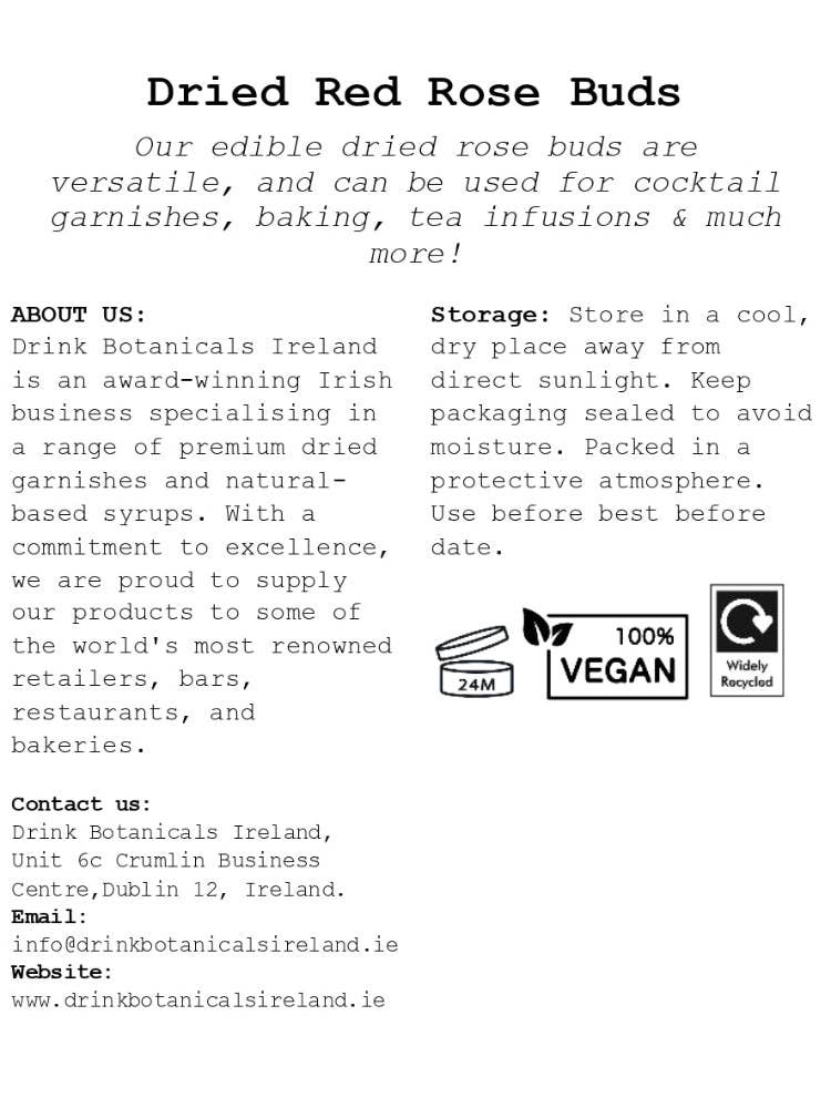 Drink Botanicals Ireland - Wholesale Gedroogde/geperste bloemen - Gedroogde rode rozenknoppen3