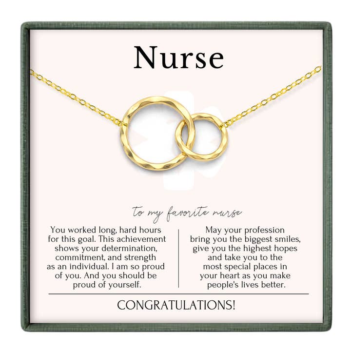 Nurse Graduation Gift RN School Grad Gold 2 Ring Necklace for wholesale by hope love shine