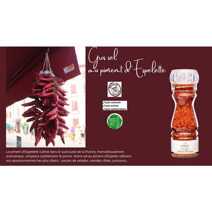 Sale al Peperoncino di Espelette Macinato Piccolo 110 g per la vendita all'ingrosso da parte di CATRICE GOURMET