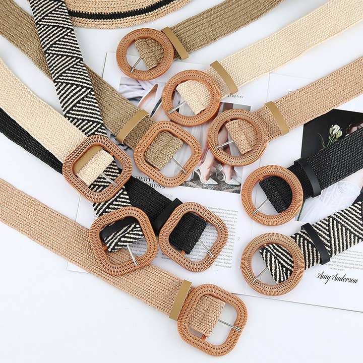 NINEXIS - Wholesale Belt - Women's - CWABE0545_VINTAGE BRAIDED SQUARE BUCKLE BELT