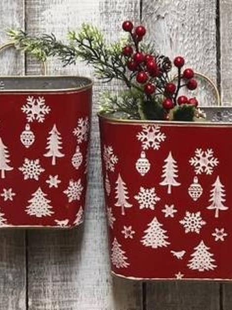 White/Trees/Snowflakes Red Wall Hangers (Set of 2) for wholesale by DNS Designs
