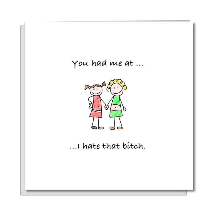 Funny Birthday Card for girl friend card, female card, any occasion card - BFF Bestie Friendship Card - amusing humorous quote bitch bitchy for wholesale by Swizzoo Cards