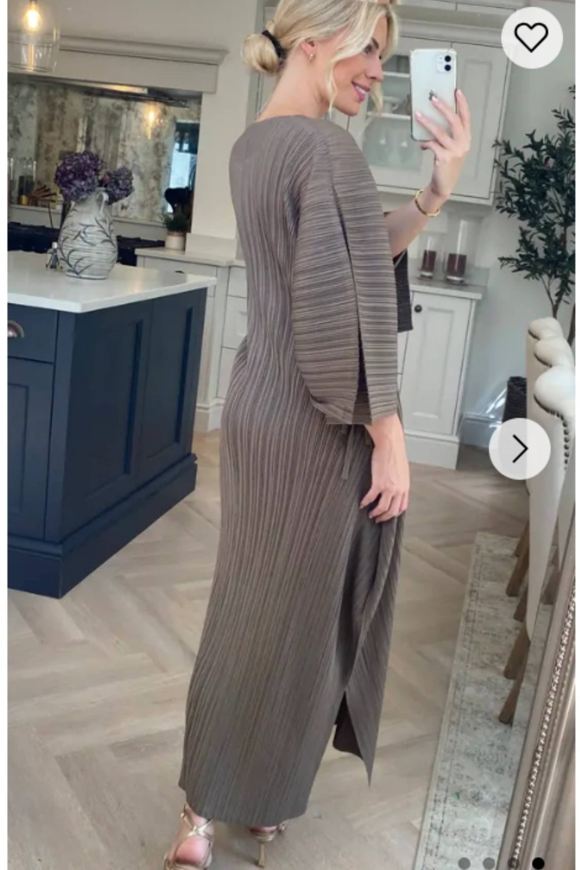 CY FASHION. LONDON – wholesale Dress – Women's – Full Length Pleated maxi dress with cap sleeves in Moka4