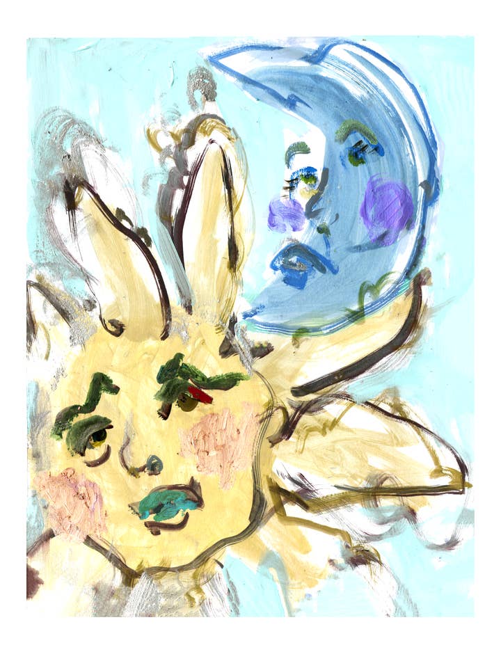 Zeitgenössischer Sonnen- und Mond-Wanddruck A4/A3/A2 für den Großhandel von Mairead Haldorsson Art