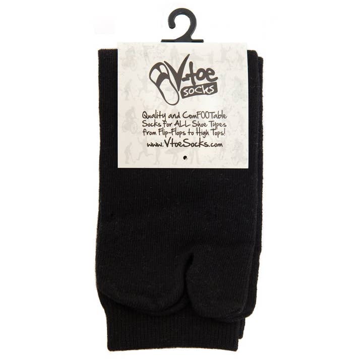 V-Toe Socks, Inc – wholesale Socks – Unisex – Flip Flop Socks - V-Toe Split Toe Black Crew Cotton Blend2