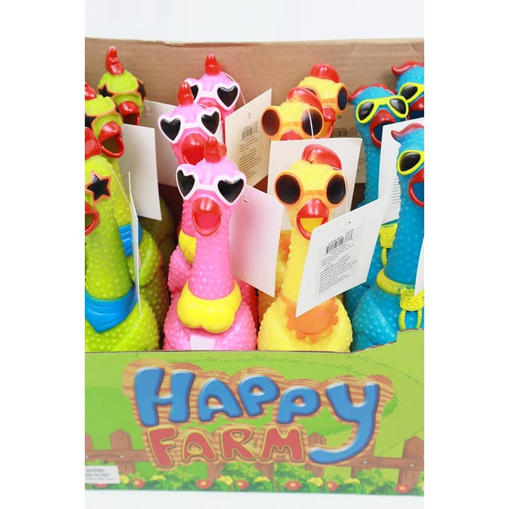 MIX COLOR Rubber Chicken Squeaky Toy for wholesale on Faire
