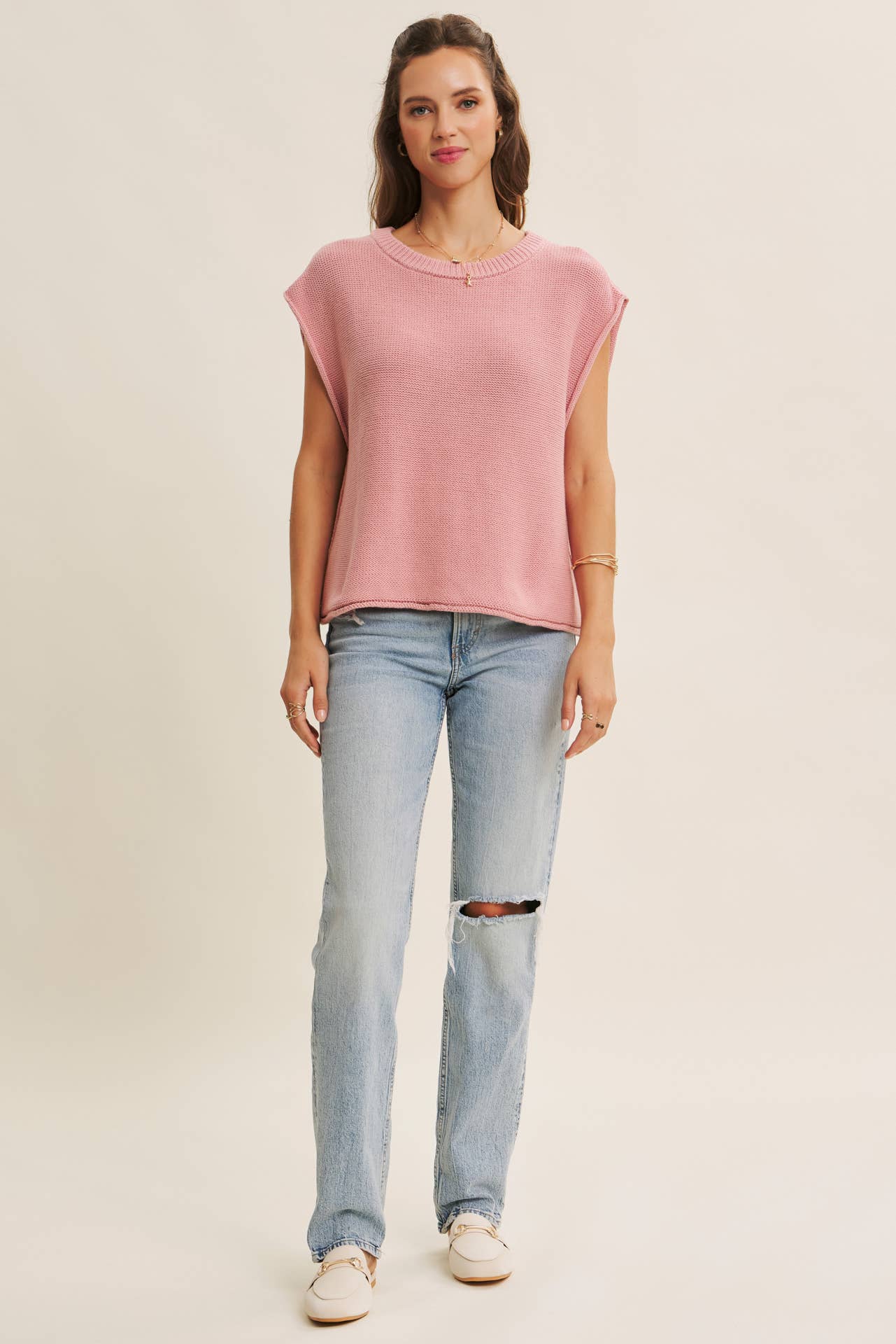 in february – Großhandel Strickpullover – Damen – Locker sitzendes Sweater-Weste mit sichtbaren Nähten39