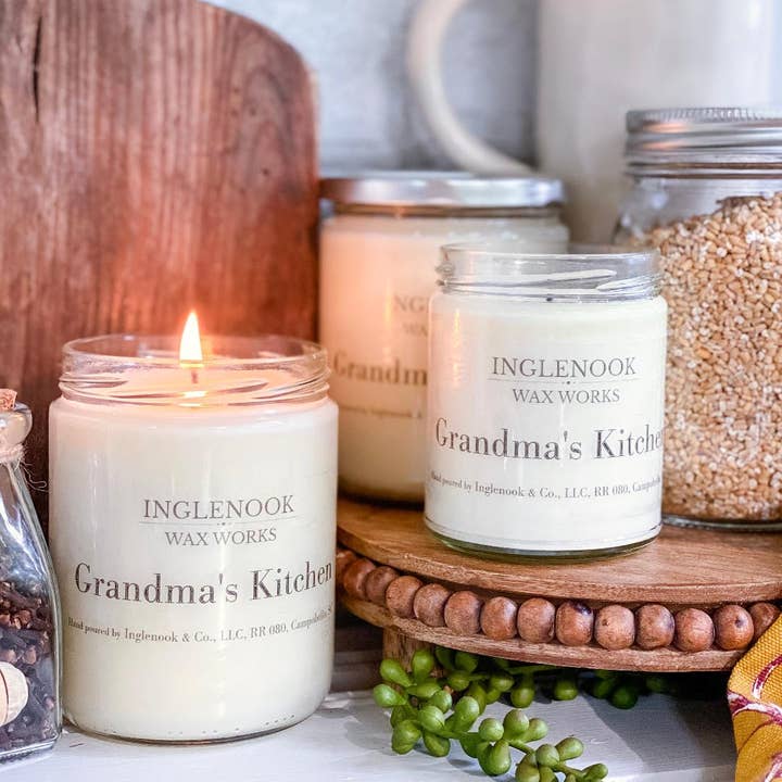 Inglenook & Co. - Wholesale Jar/Filled Candle - Grandma's Kitchen Soy Wax Soy Candle Clean Appearance Bakery