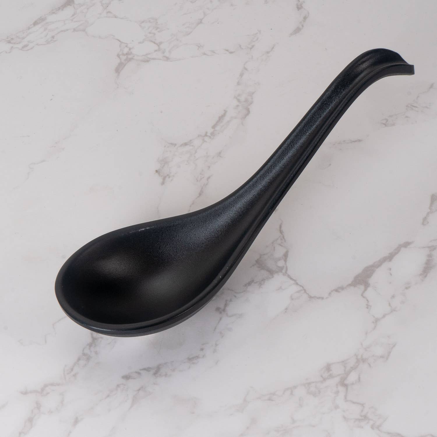 Urban Tokyo - Wholesale Kitchen Spoon - Matte Black Melamine 6 Inch Length Curved Soup Spoon (12/576)0