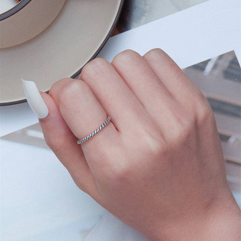 Perimade & Co. LLC - Wholesale Band/Stacked Ring - Minimalist Twist Band Stacking Ring in 925 Sterling Silver1