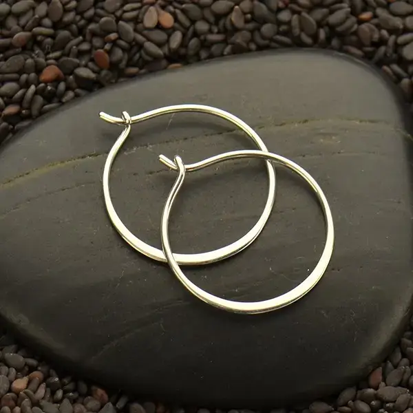 Nina Designs - Wholesale Hoop Earrings - Sterling Silver Half Hammered Circle Earring Hoops3