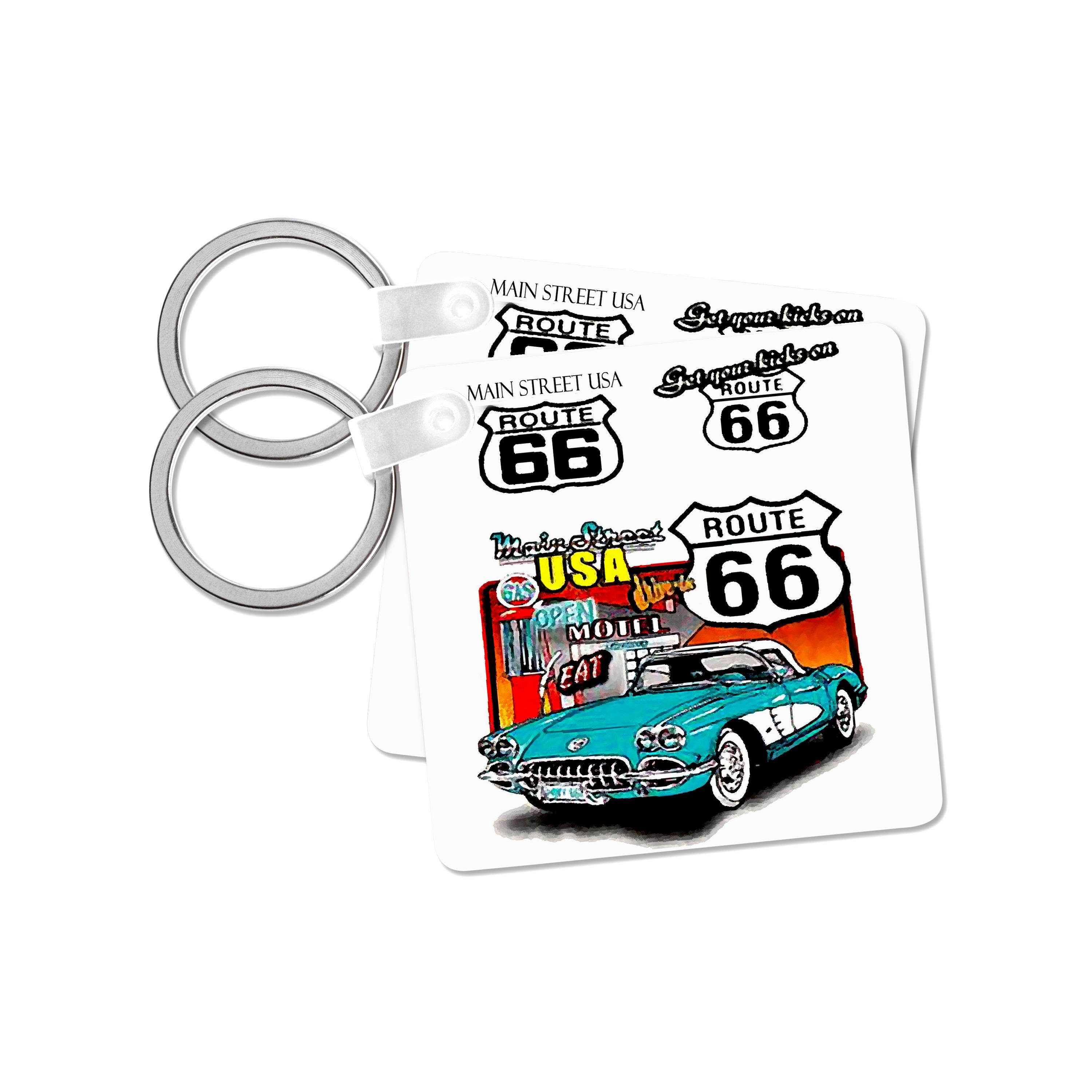 3dRose - Wholesale Keychain - Unisex - 3dRose, Route 66, Key Chain0