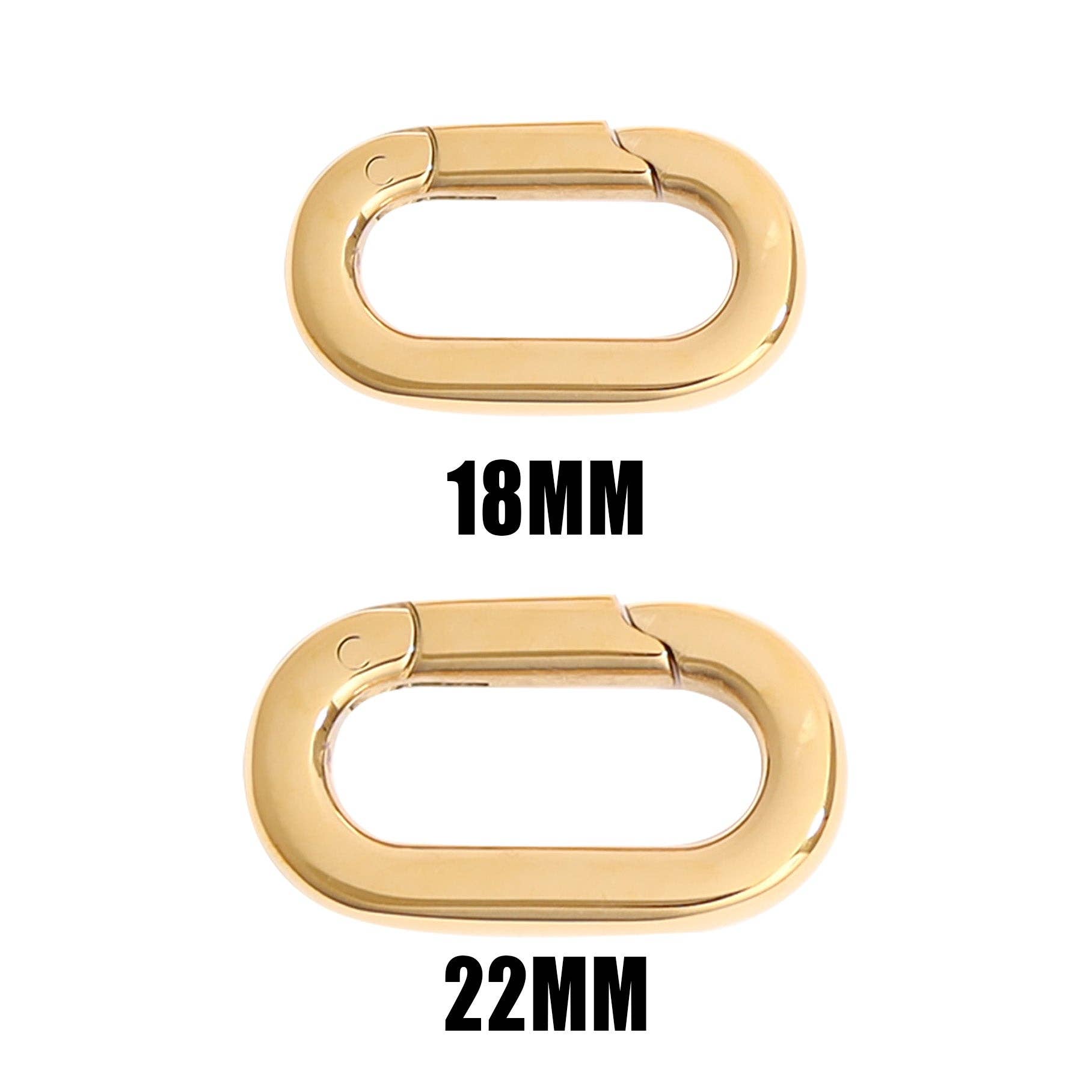 WJW - Wholesale Clasp - 18K Gold PVD Stainless Steel Oval Carabiner / ENC00306