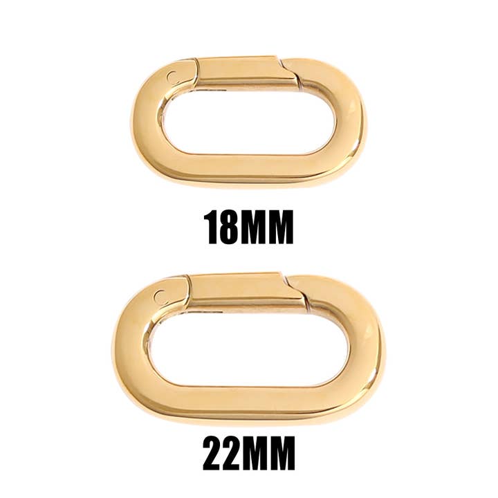 WJW - Wholesale Clasp - 18K Gold PVD Stainless Steel Oval Carabiner / ENC00306