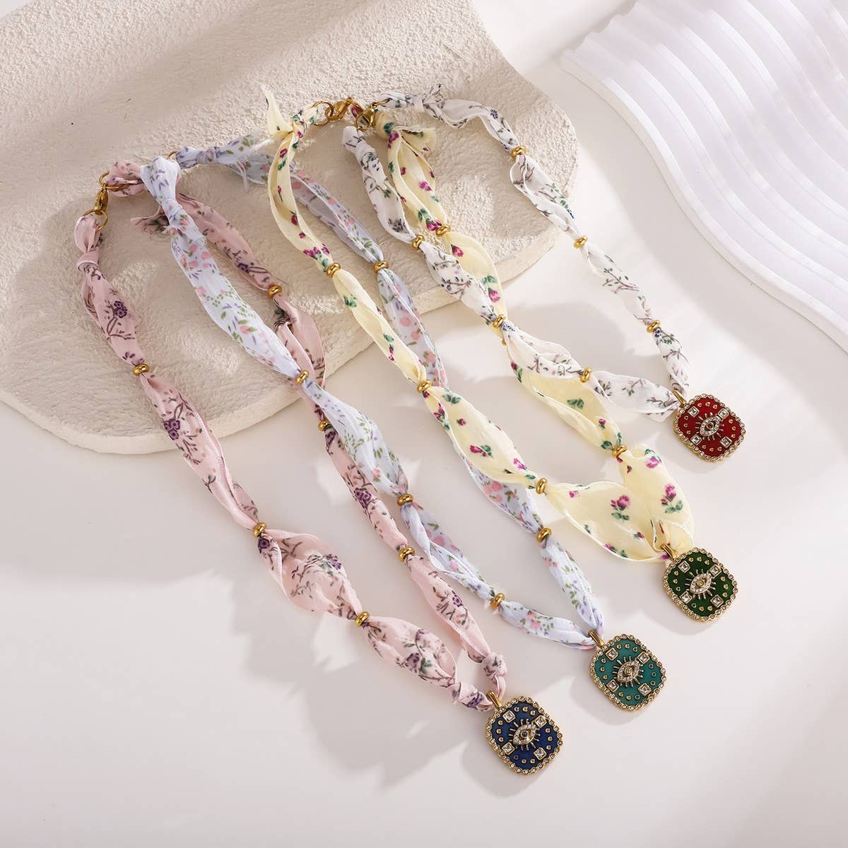 ACCITY - Wholesale Pendant/Charm Necklace - Original Silk Scarf Necklace with Colorful Charm_CWMM88156