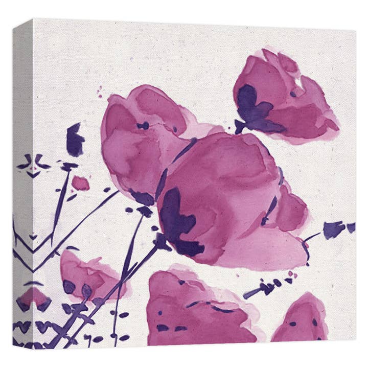 Décoration murale sur toile Magenta Aqua Flower 22" x 22" pour la vente par PTM Images